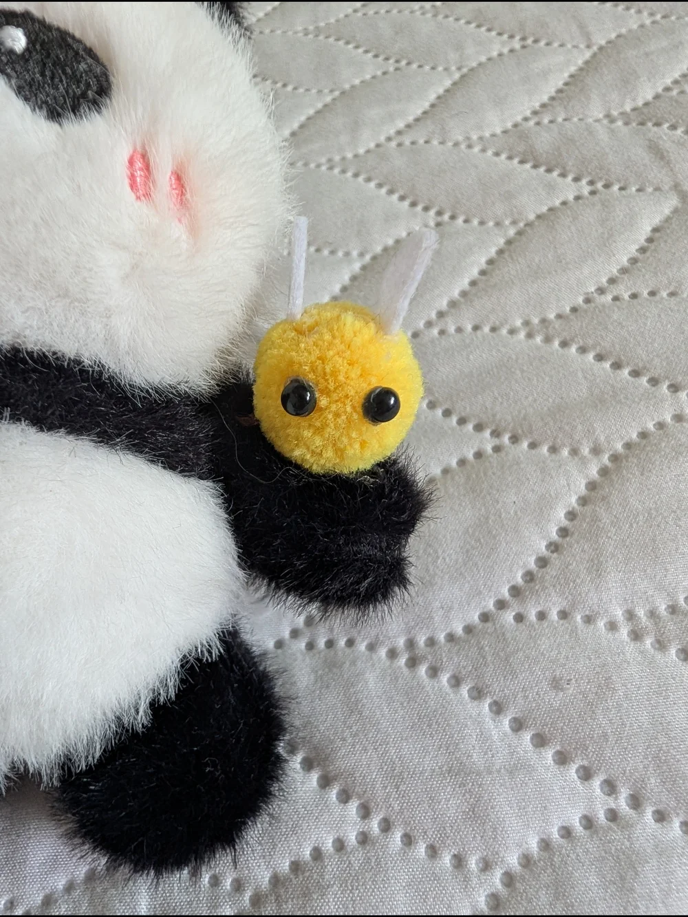 Panda Plush with Yellow Bee Backpack Keychain